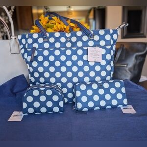 Kate Spade Jae Seaside Dot Tote & Accessory Set - NWT